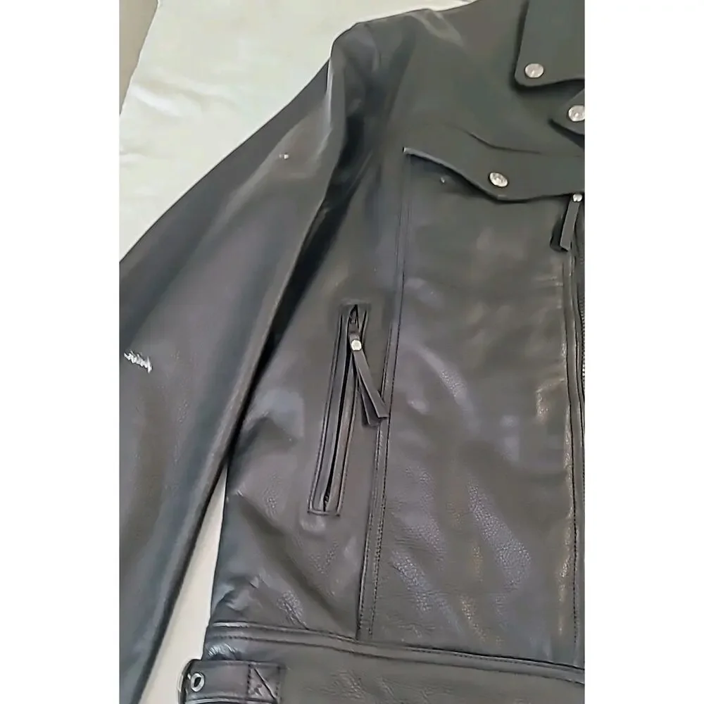 VTG Y2K Harley Davidson Black Leather Jacket 3XL Biker Motorcyle USA American